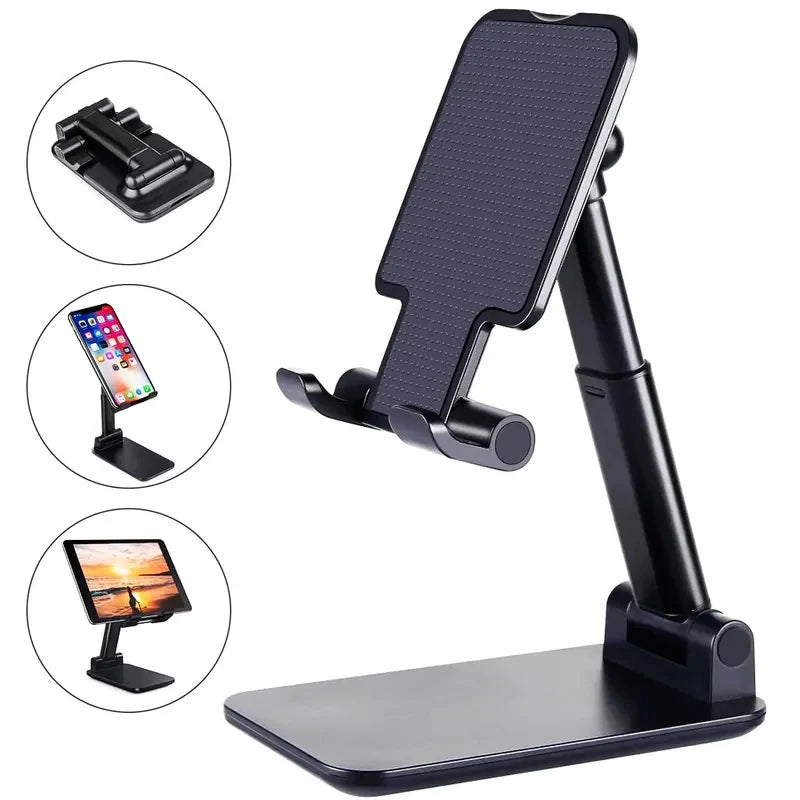 Adjustable Mobile Phone and Tablet Stand for Desktop Use - Compatible with iPhone, iPad, and Xiaomi