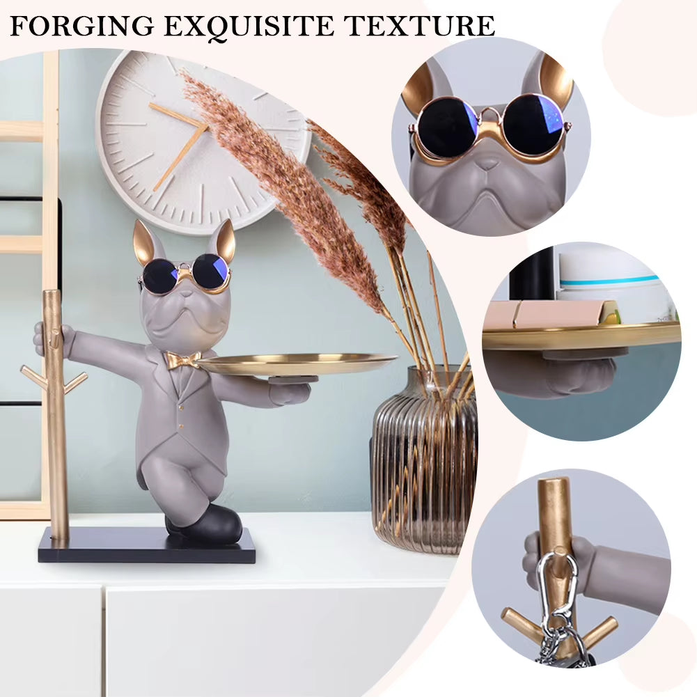 Charming Bulldog Sculpture Storage Box: A Nordic Resin Dog Ornament and Piggy Bank for Home Decor