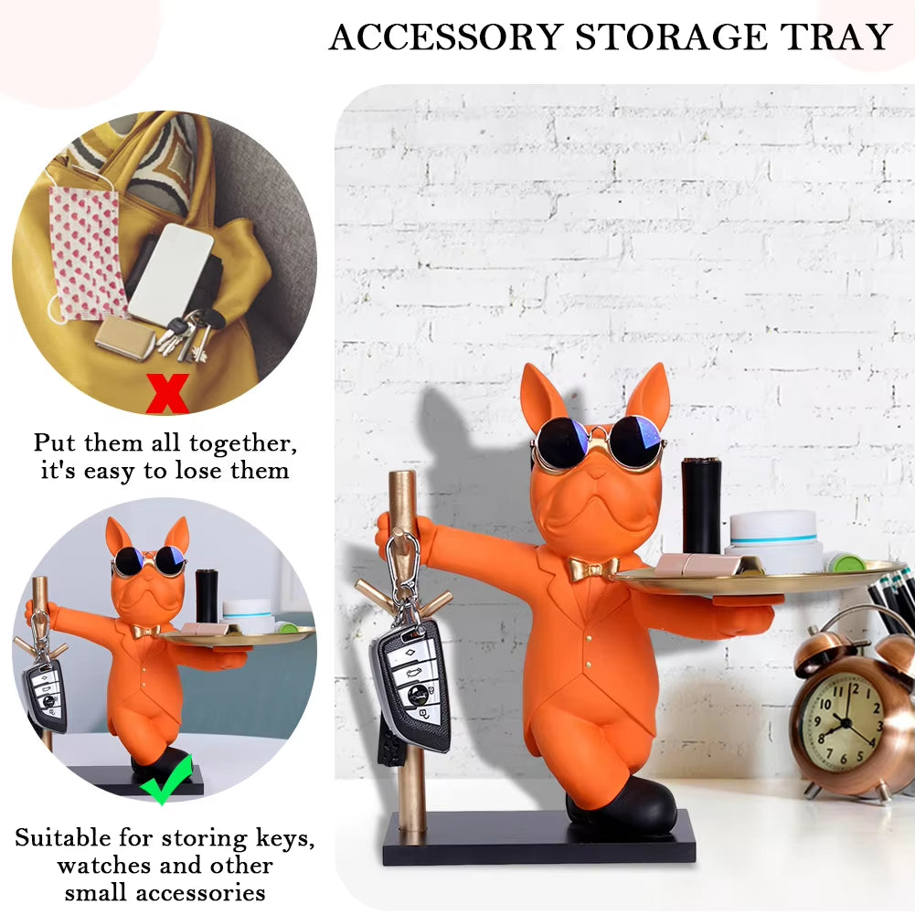 Charming Bulldog Sculpture Storage Box: A Nordic Resin Dog Ornament and Piggy Bank for Home Decor