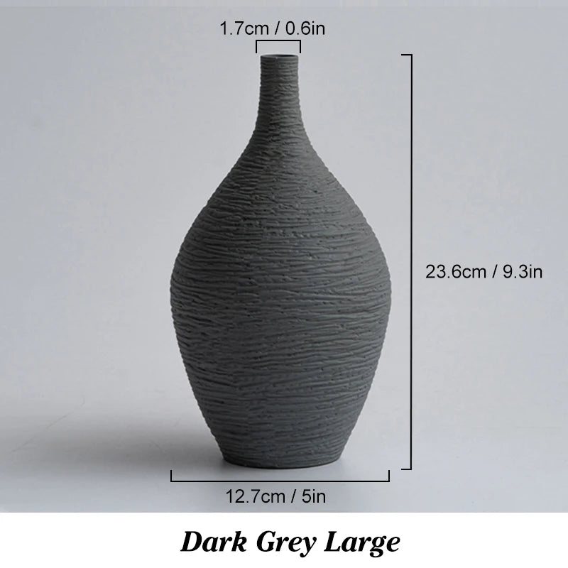Nordic Luxury Ceramic Vase - Elegant Narrow Mouth Flower Pot for Home and Office Decor