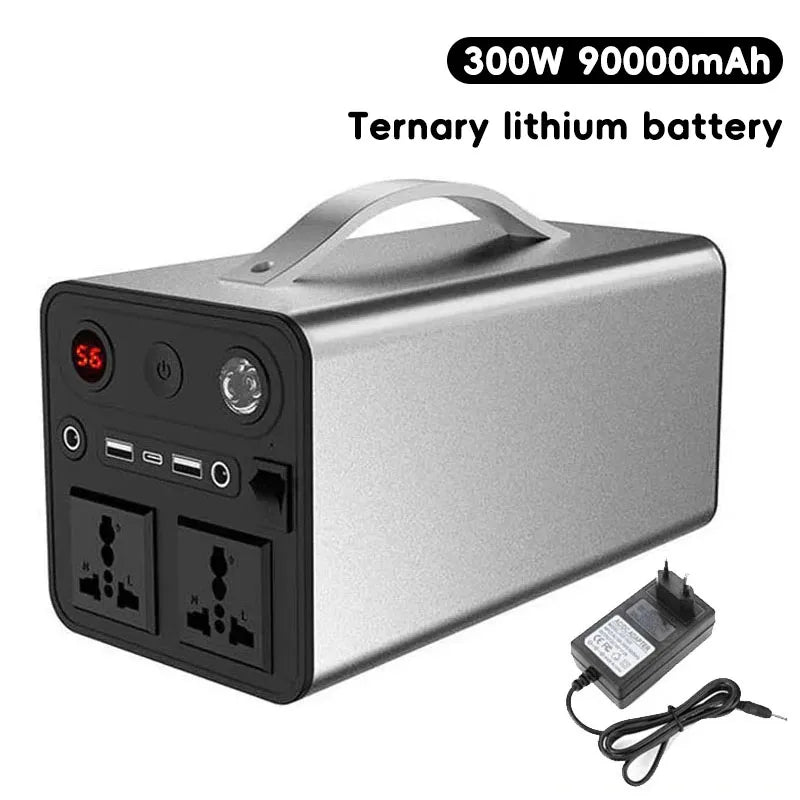 90000Mah Solar Generator Lifepo4 Power Supply Station 300W Portable Auxiliary Battery Power Bank USB C PD DC for Outdoor Camping