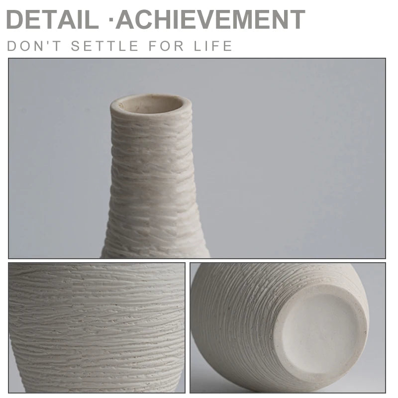 Nordic Luxury Ceramic Vase - Elegant Narrow Mouth Flower Pot for Home and Office Decor