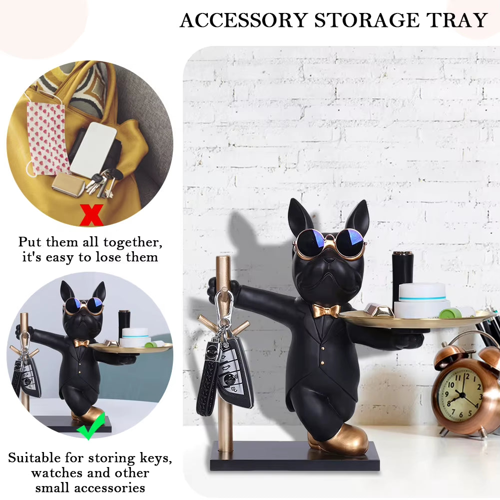 Charming Bulldog Sculpture Storage Box: A Nordic Resin Dog Ornament and Piggy Bank for Home Decor