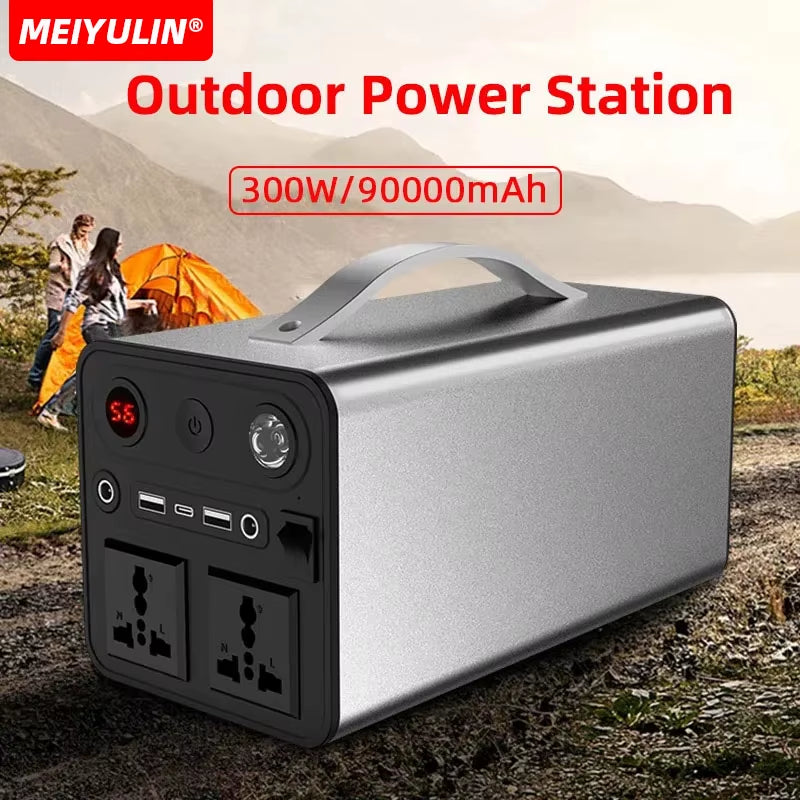 90000Mah Solar Generator Lifepo4 Power Supply Station 300W Portable Auxiliary Battery Power Bank USB C PD DC for Outdoor Camping