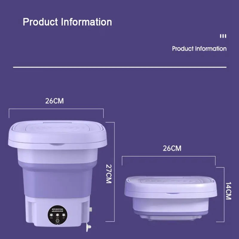 8L Portable Foldable Mini Washing Machine for Socks, Underwear, and Panties with Spinning Dry Function - 3 Models Available