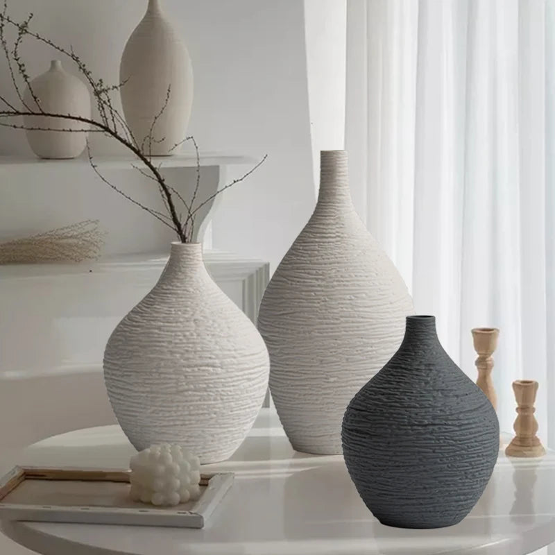 Nordic Luxury Ceramic Vase - Elegant Narrow Mouth Flower Pot for Home and Office Decor