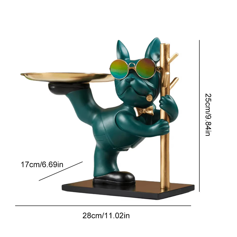 Charming Bulldog Sculpture Storage Box: A Nordic Resin Dog Ornament and Piggy Bank for Home Decor
