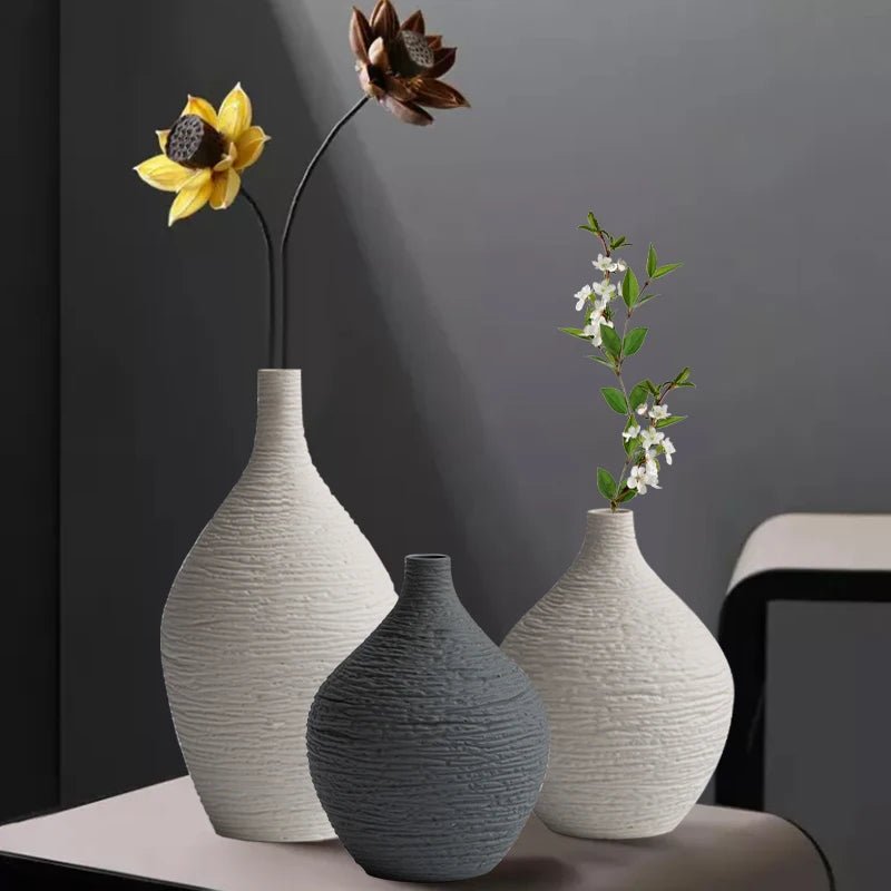 Nordic Luxury Ceramic Vase - Elegant Narrow Mouth Flower Pot for Home and Office Decor