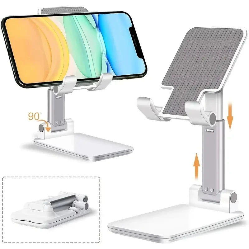 Adjustable Mobile Phone and Tablet Stand for Desktop Use - Compatible with iPhone, iPad, and Xiaomi