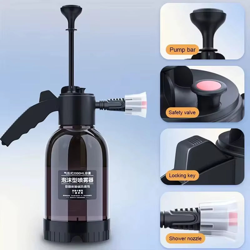 Effortless Shine: Quick Clean Car Wash Foam Sprayer - High Pressure 2L Handheld Disinfectant for Home & Auto Care