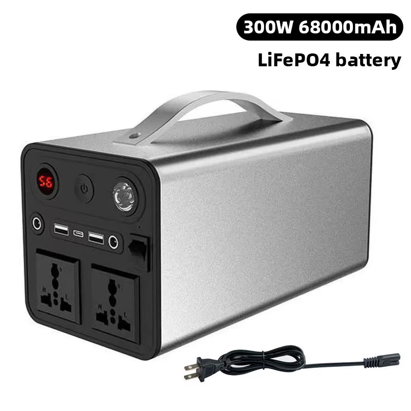 90000Mah Solar Generator Lifepo4 Power Supply Station 300W Portable Auxiliary Battery Power Bank USB C PD DC for Outdoor Camping