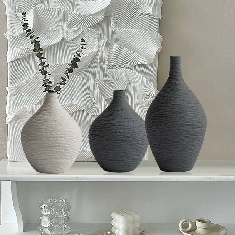 Nordic Luxury Ceramic Vase - Elegant Narrow Mouth Flower Pot for Home and Office Decor