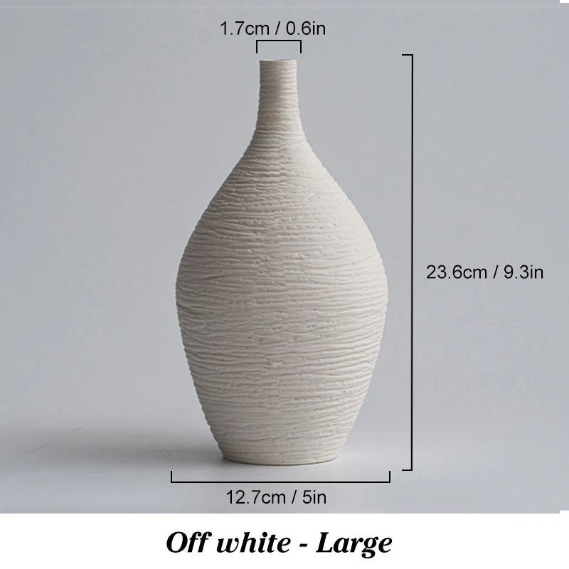 Nordic Luxury Ceramic Vase - Elegant Narrow Mouth Flower Pot for Home and Office Decor