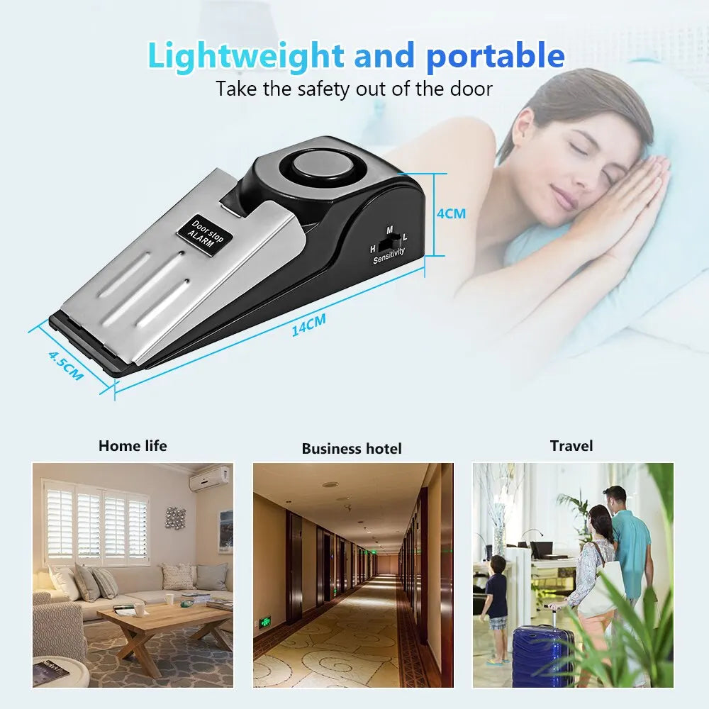 Dual-Pack Wireless Door Stop Alarm System – Unmatched 125dB Sound for Ultimate Home Security and Peace of Mind – Portable & Easy to Install Pressure Alarm Solution