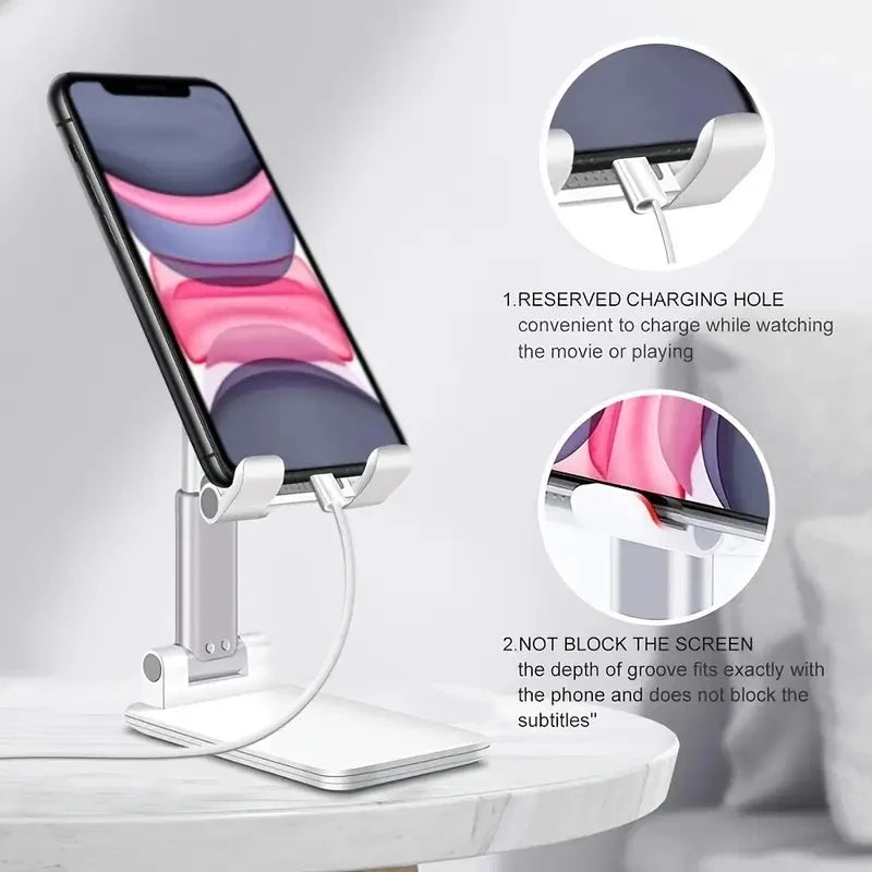 Adjustable Mobile Phone and Tablet Stand for Desktop Use - Compatible with iPhone, iPad, and Xiaomi