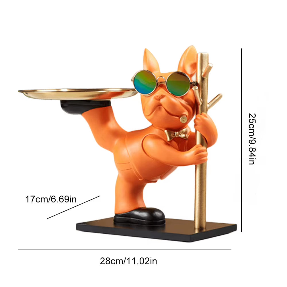 Charming Bulldog Sculpture Storage Box: A Nordic Resin Dog Ornament and Piggy Bank for Home Decor
