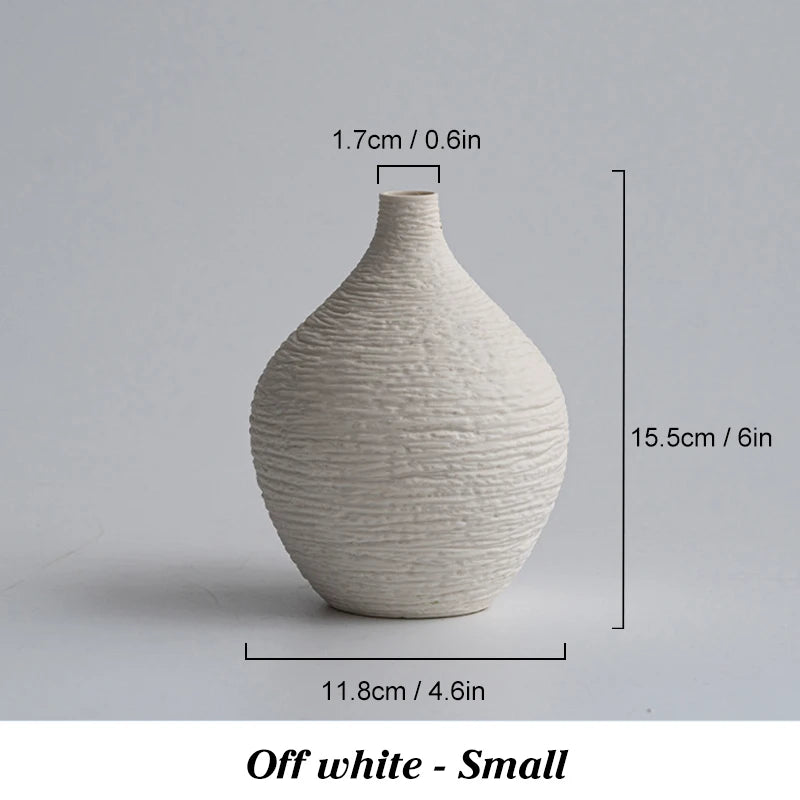 Nordic Luxury Ceramic Vase - Elegant Narrow Mouth Flower Pot for Home and Office Decor