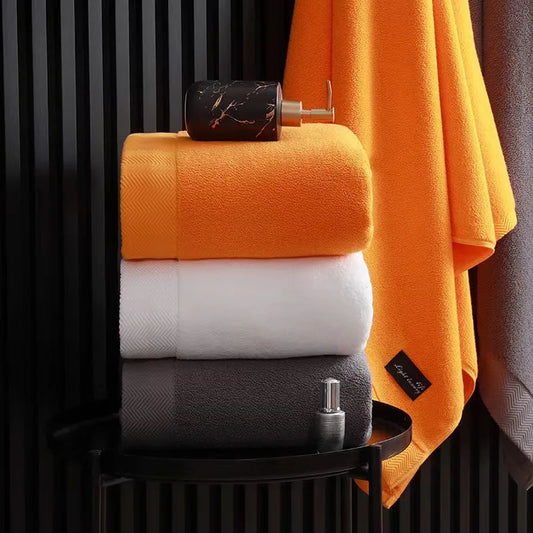 Inyahome Premium 100% Cotton Bath Towels for Adults - Highly Absorbent and Luxuriously Thick, Ideal for Home and Hotel Use, White
