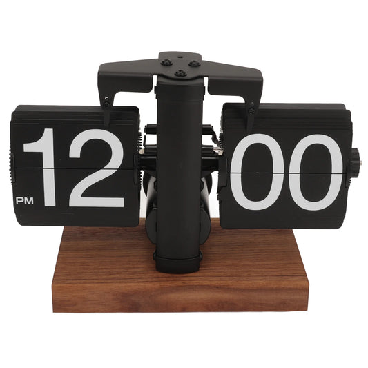 Vintage Automatic Flip Page Clock - Battery Operated Mechanical Timepiece for Home, Bedroom, and Office Decor