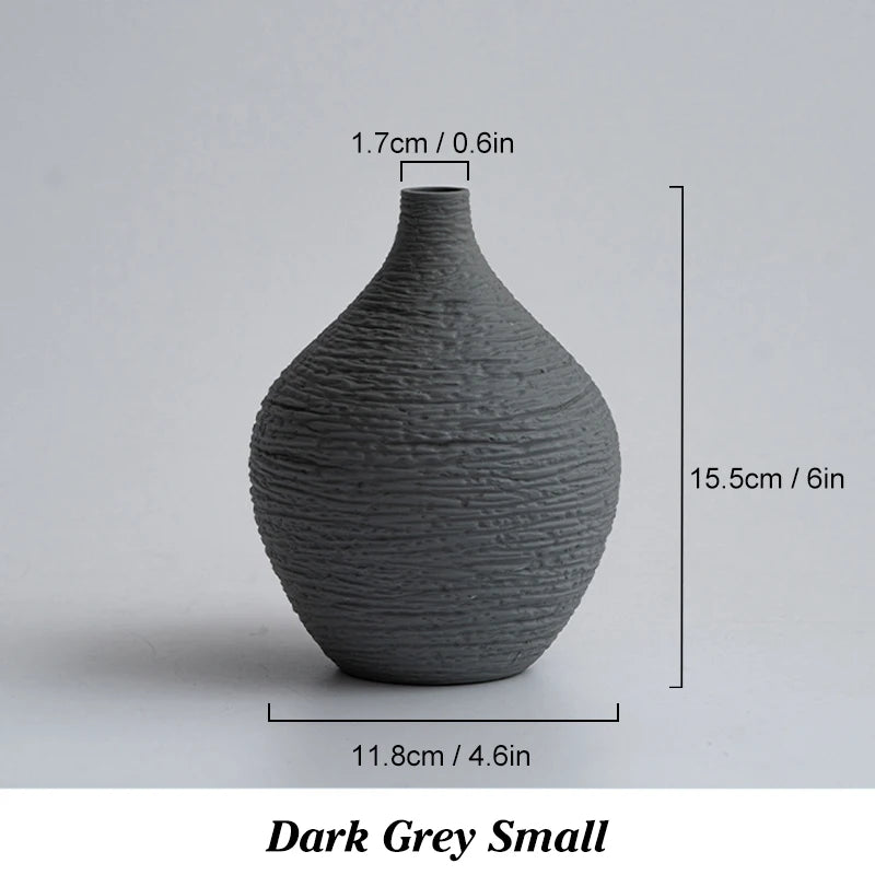 Nordic Luxury Ceramic Vase - Elegant Narrow Mouth Flower Pot for Home and Office Decor