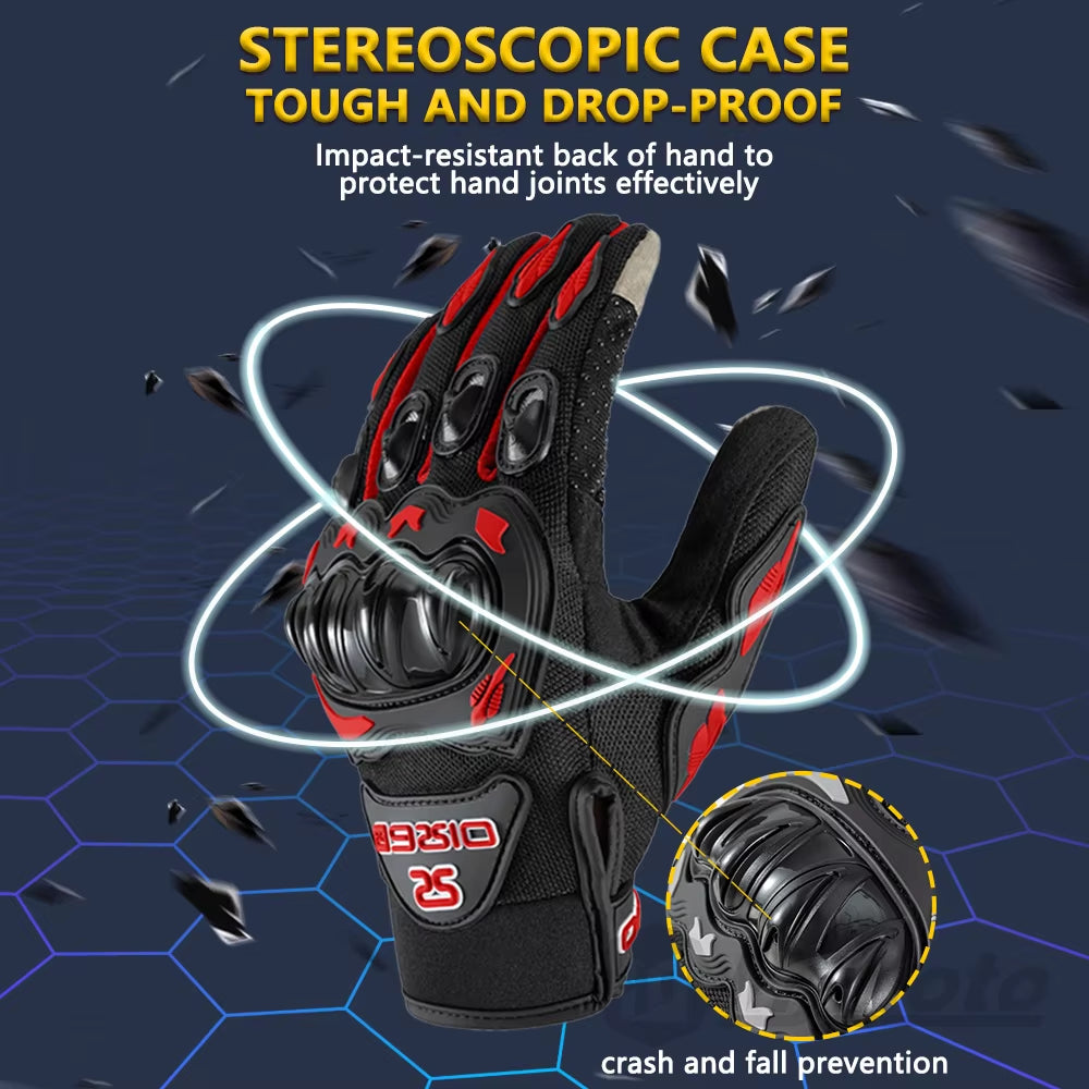 Experience Ultimate Comfort and Control with Our Breathable Full-Finger Motorcycle Gloves - Non-Slip, Wear-Resistant Design with Touchscreen Capability!