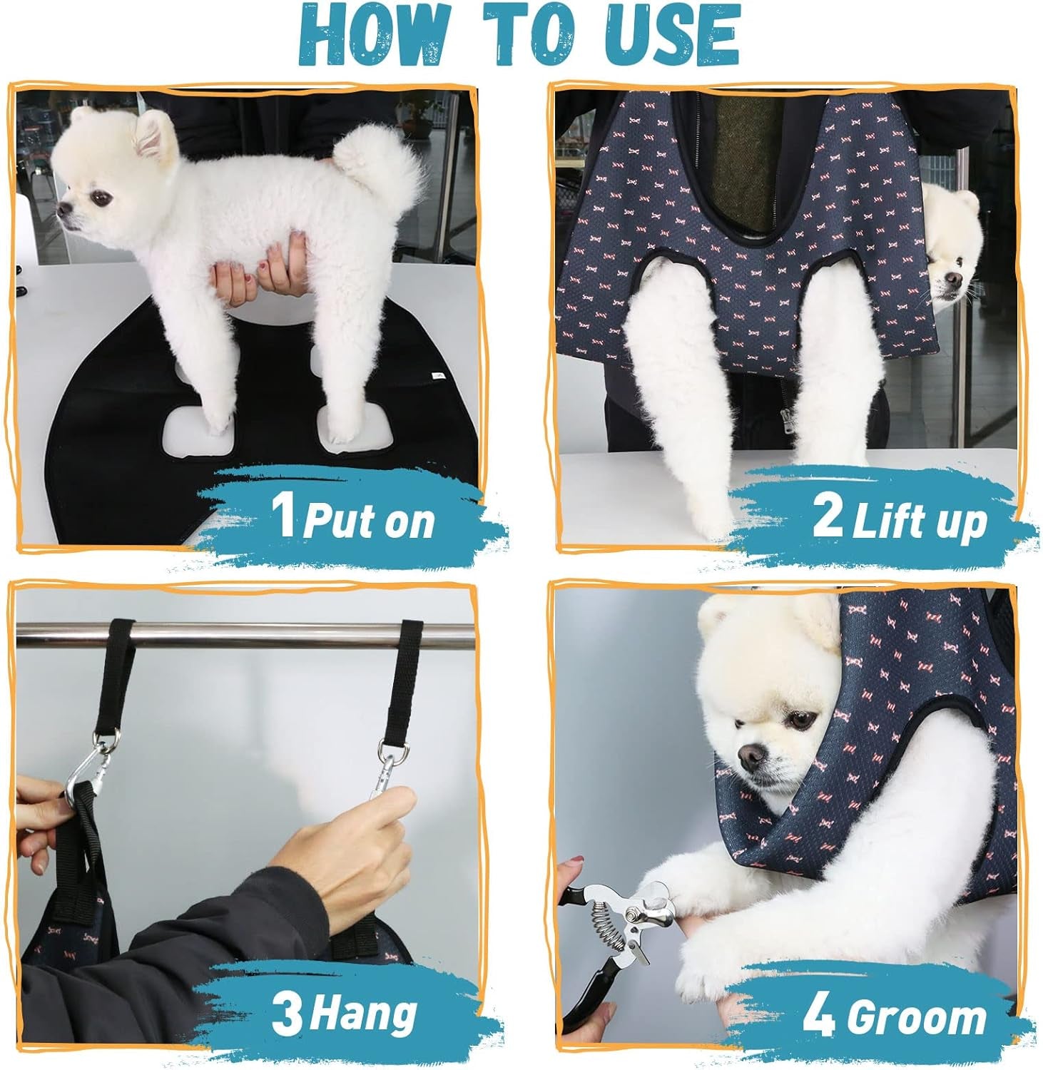Pet Grooming Hammock Harness for Cats&Dogs,Relaxation Hammock Restraint Dog&Small Animal Leashes Sling for Grooming and Nail Trimming Clipping Grooming L(Legs Spacing:10.6''-15''/Maxw:70Lbs)