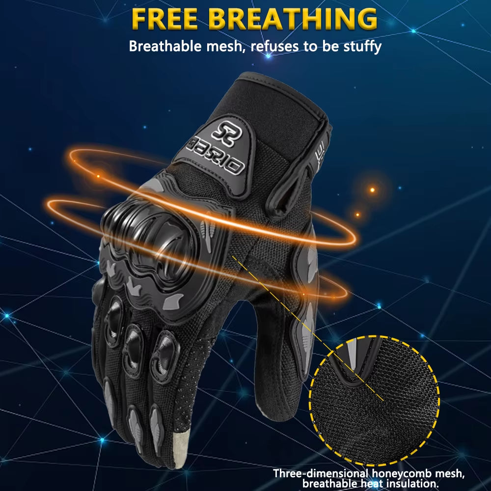 Experience Ultimate Comfort and Control with Our Breathable Full-Finger Motorcycle Gloves - Non-Slip, Wear-Resistant Design with Touchscreen Capability!