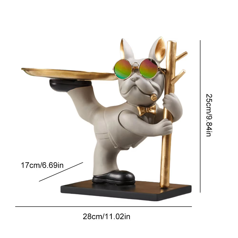 Charming Bulldog Sculpture Storage Box: A Nordic Resin Dog Ornament and Piggy Bank for Home Decor