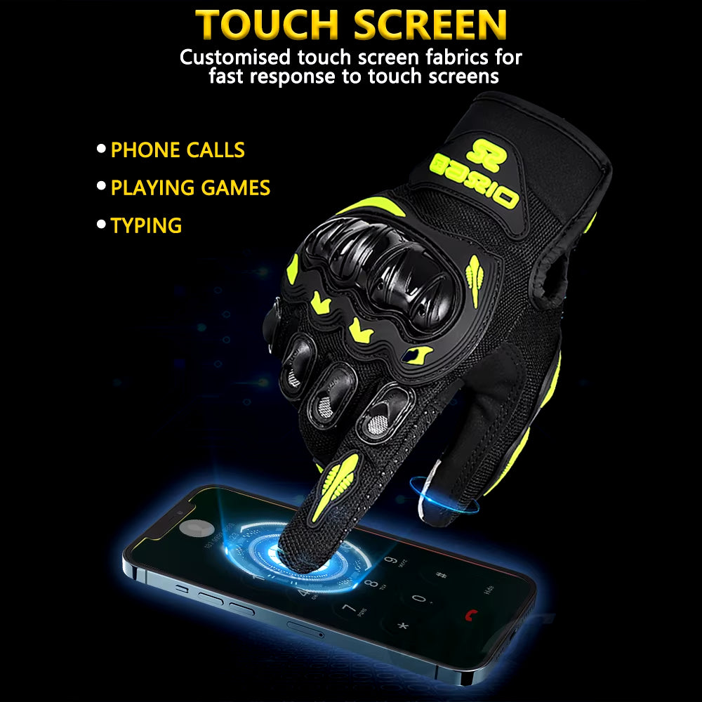 Experience Ultimate Comfort and Control with Our Breathable Full-Finger Motorcycle Gloves - Non-Slip, Wear-Resistant Design with Touchscreen Capability!