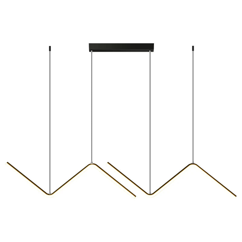 Nordic Iron Art Wave-Shaped Pendant Lamp - Black and Gold Industrial Design for Living and Dining Rooms, 26W