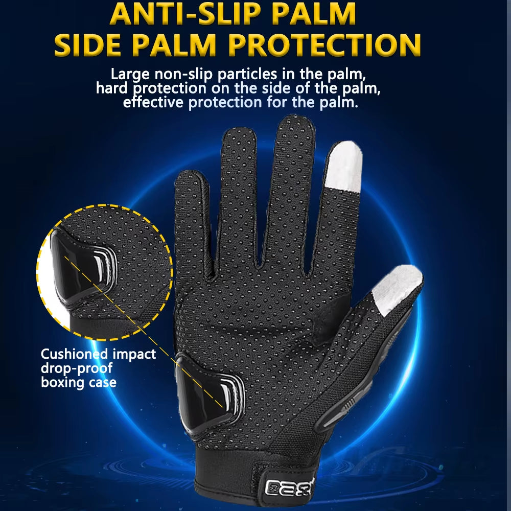 Experience Ultimate Comfort and Control with Our Breathable Full-Finger Motorcycle Gloves - Non-Slip, Wear-Resistant Design with Touchscreen Capability!