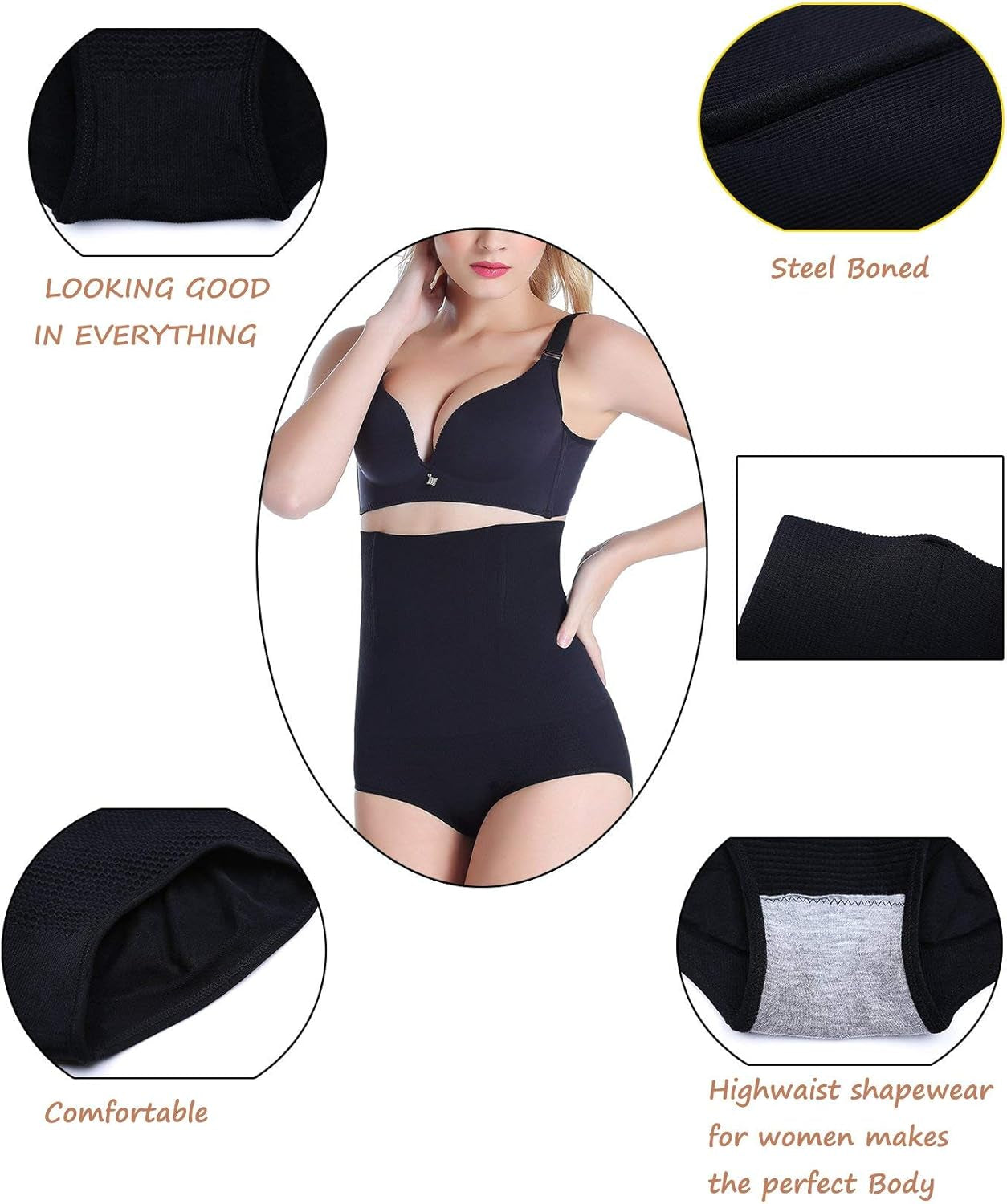 Women’s High Waisted Tummy Control Shapewear Panties - Seamless Body Shaper & Butt Lifter