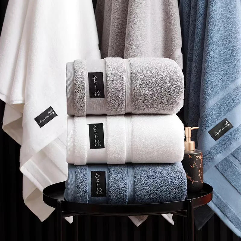 Inyahome Premium 100% Cotton Bath Towels for Adults - Highly Absorbent and Luxuriously Thick, Ideal for Home and Hotel Use, White