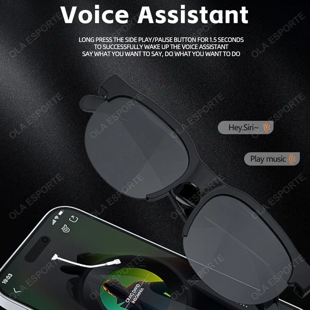 Revolutionary Smart Glasses for Men with Bluetooth 5.3 Earphones - Experience Enhanced Vision and Audio with Anti-Blue Ray Technology and Touch Control
