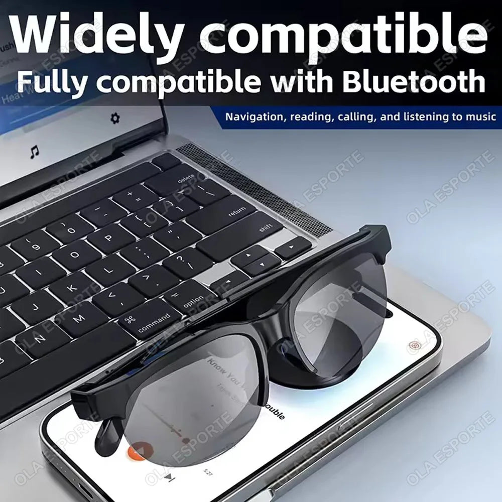 Revolutionary Smart Glasses for Men with Bluetooth 5.3 Earphones - Experience Enhanced Vision and Audio with Anti-Blue Ray Technology and Touch Control