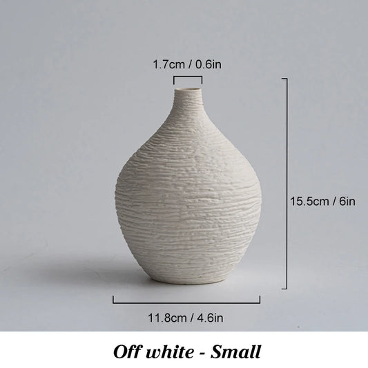 Nordic Luxury Ceramic Vase - Elegant Narrow Mouth Flower Pot for Home and Office Decor