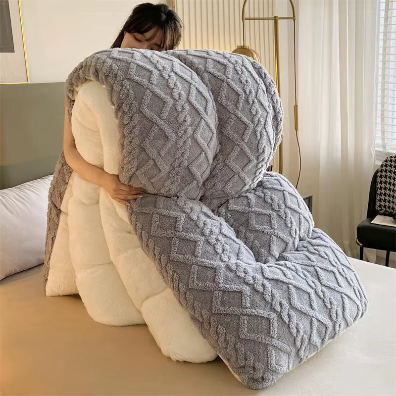 New Super Thick Winter Warm Blanket for Bed Artificial Lamb Cashmere Weighted Blankets Soft Comfortable Warmth Quilt Comforter